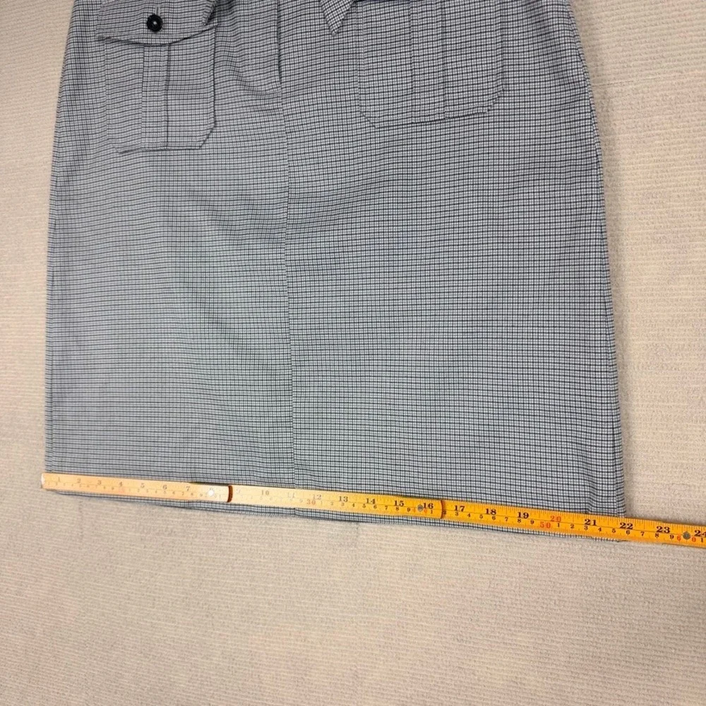 Calvin Klein Womens Houndstooth Tie Waist Pencil Skirt Black White Size 8